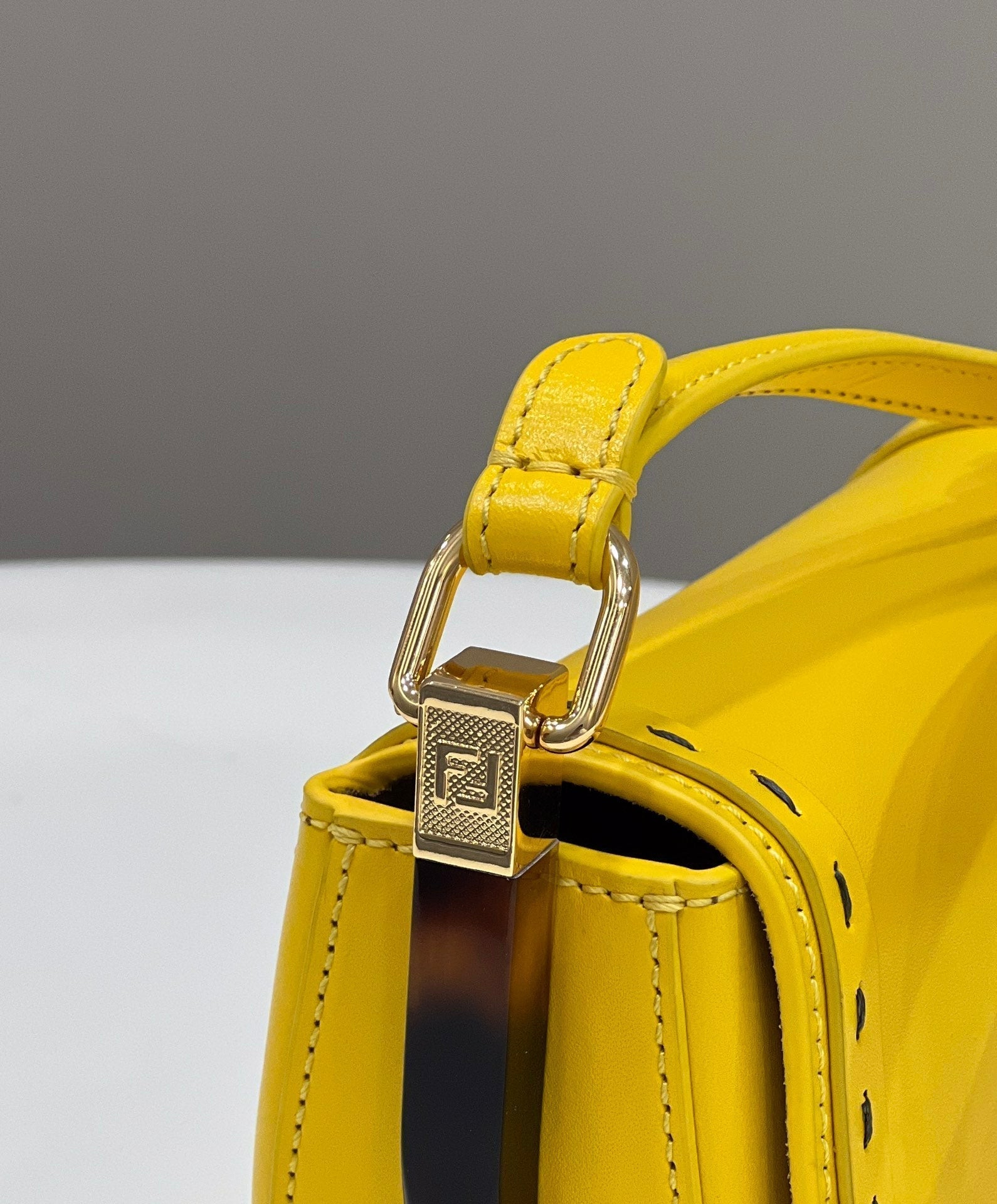 FENDI 19 MOONLIGHT BAG IN SUNFLOWER YELLOW CALFSKIN GOLD HARDWARE mysite