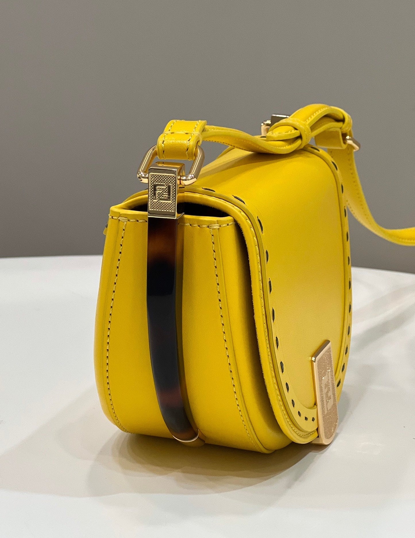 FENDI 19 MOONLIGHT BAG IN SUNFLOWER YELLOW CALFSKIN GOLD HARDWARE mysite