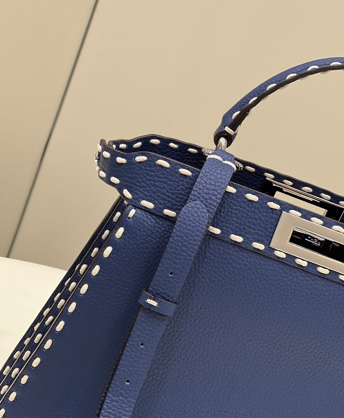 PEEKABOO ISEEU 33 IN NAVY BLUE GRAINED CALFSKIN SILVER HARDWARE mysite