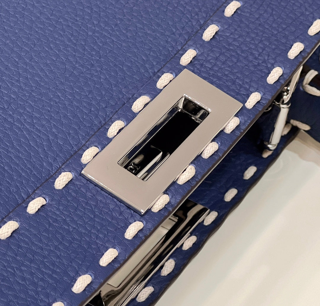 PEEKABOO ISEEU 33 IN NAVY BLUE GRAINED CALFSKIN SILVER HARDWARE mysite