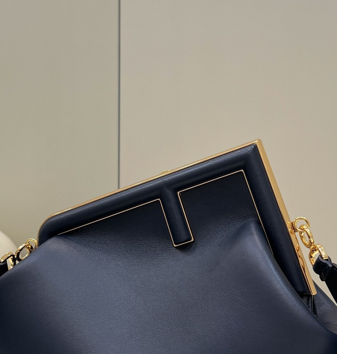 FENDI FIRST SMALL 32 IN BLACK NAPPA LEATHER BAG GOLD HARDWARE mysite