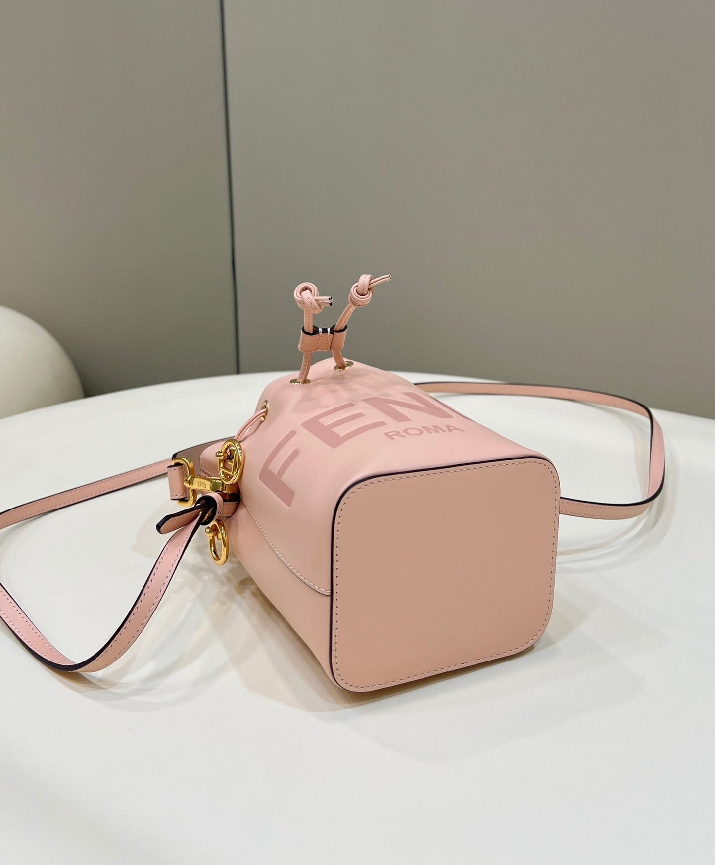 MON TRESOR MINI 18 BAG IN PEACHY PINK CALFSKIN FF WITH GOLD HARDWARE mysite
