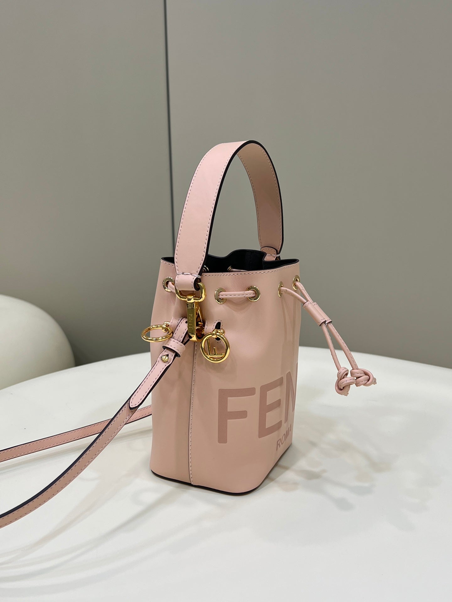 MON TRESOR MINI 18 BAG IN PEACHY PINK CALFSKIN FF WITH GOLD HARDWARE mysite