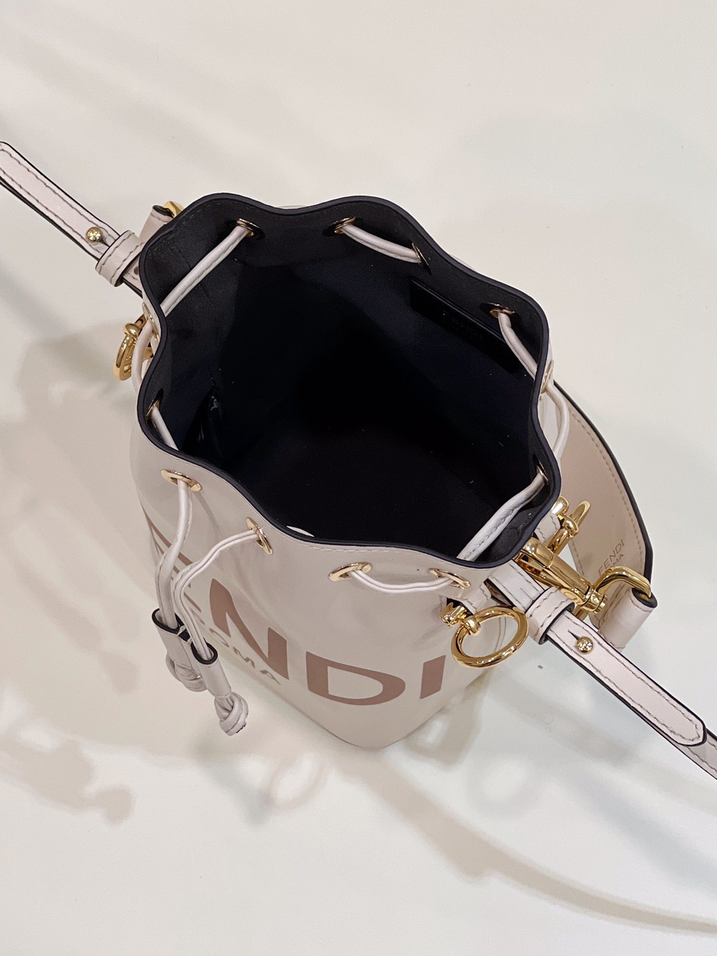 MON TRESOR MINI 18 BAG IN WHITE CALFSKIN FF WITH GOLD HARDWARE mysite