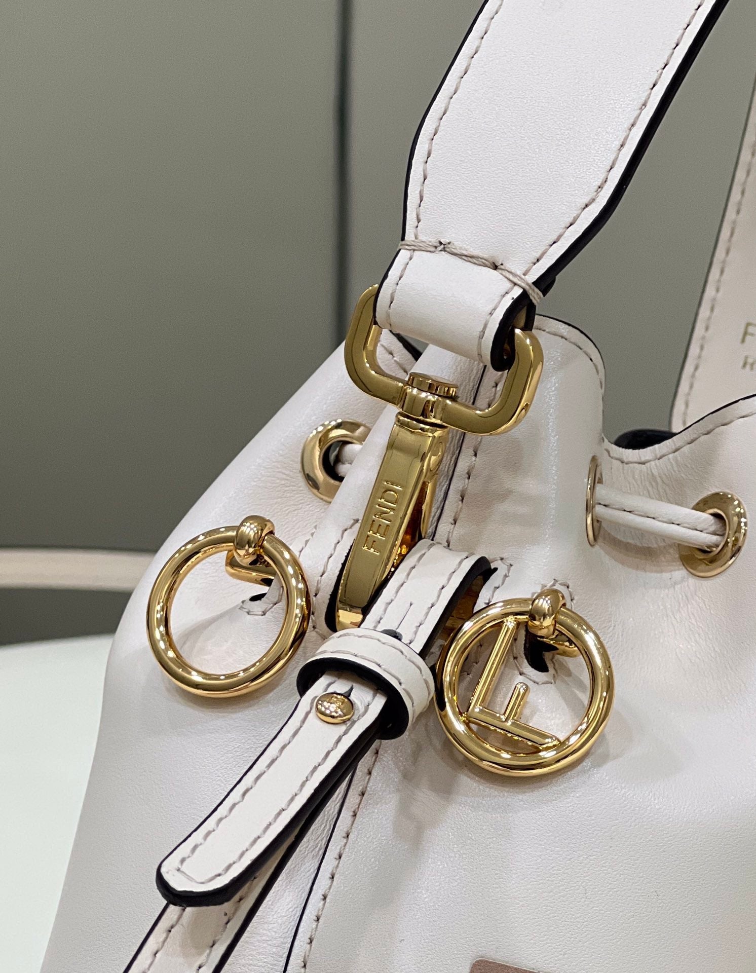 MON TRESOR MINI 18 BAG IN WHITE CALFSKIN FF WITH GOLD HARDWARE mysite