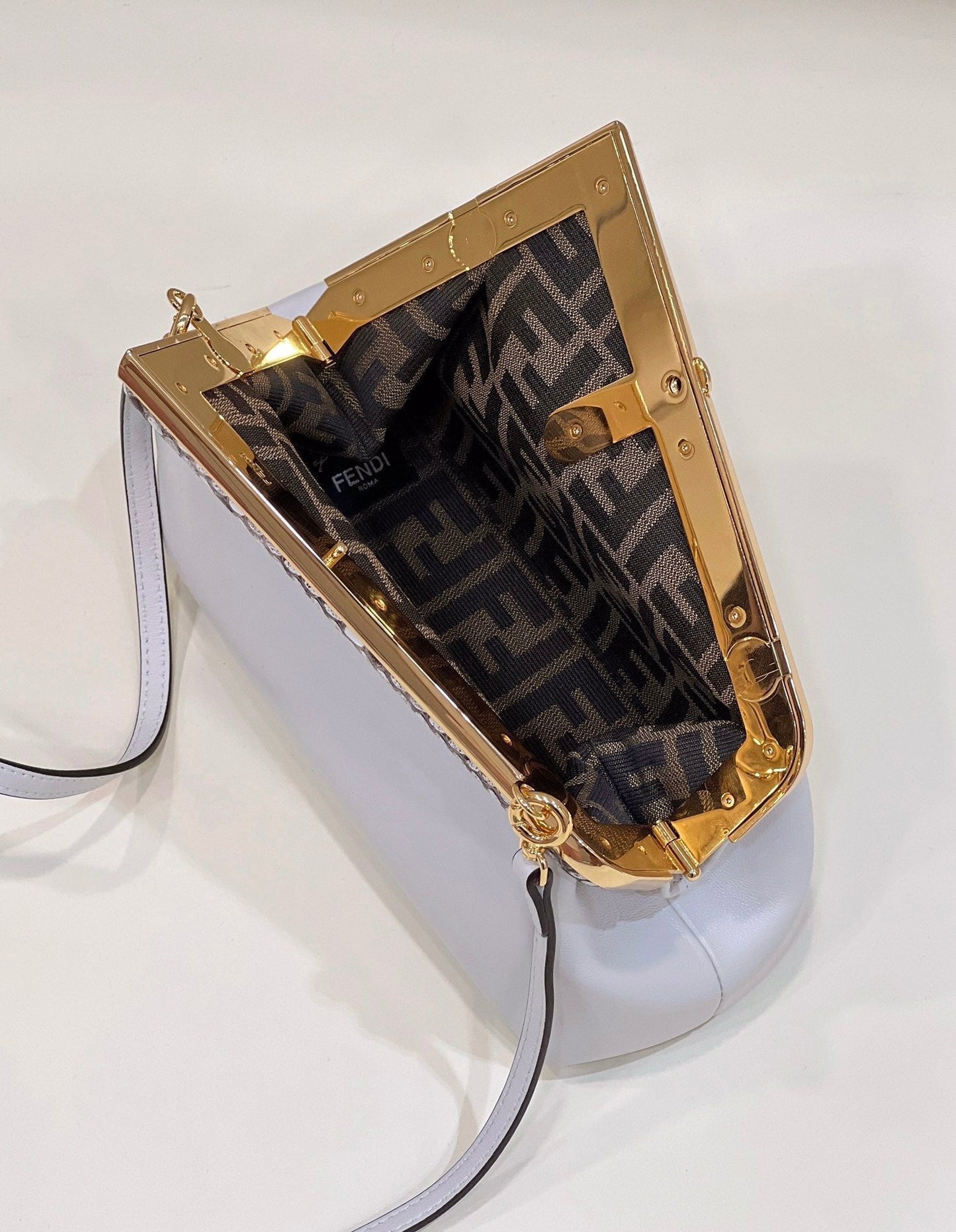 FENDI FIRST SMALL 26 WHITE LEATHER BAG WITH EXOTIC DETAILS mysite