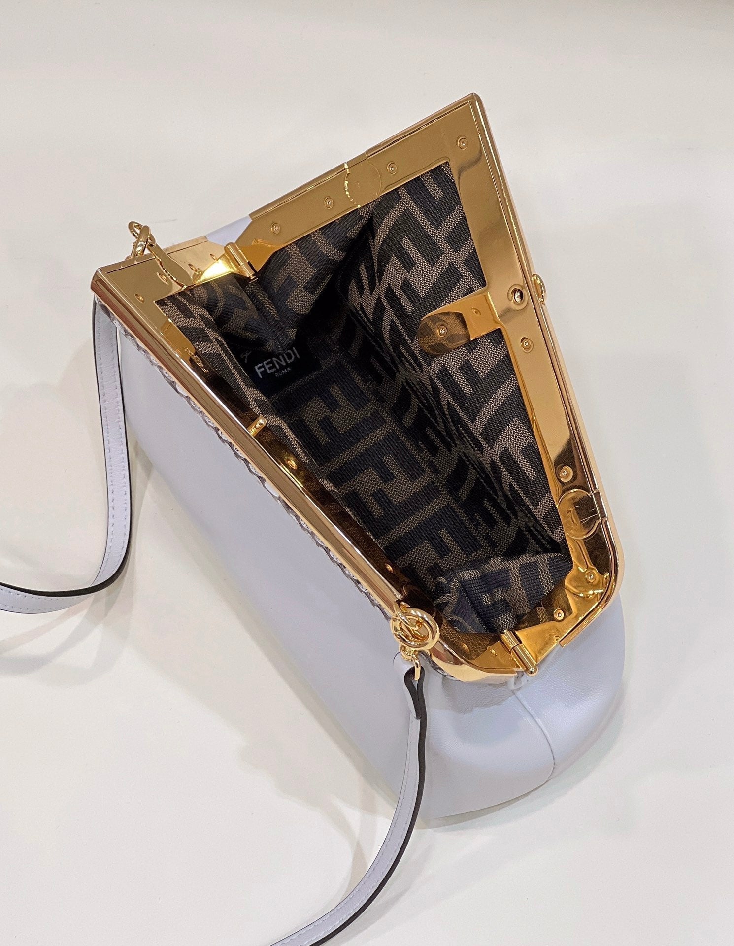 FENDI FIRST SMALL 26 WHITE LEATHER BAG WITH EXOTIC DETAILS mysite