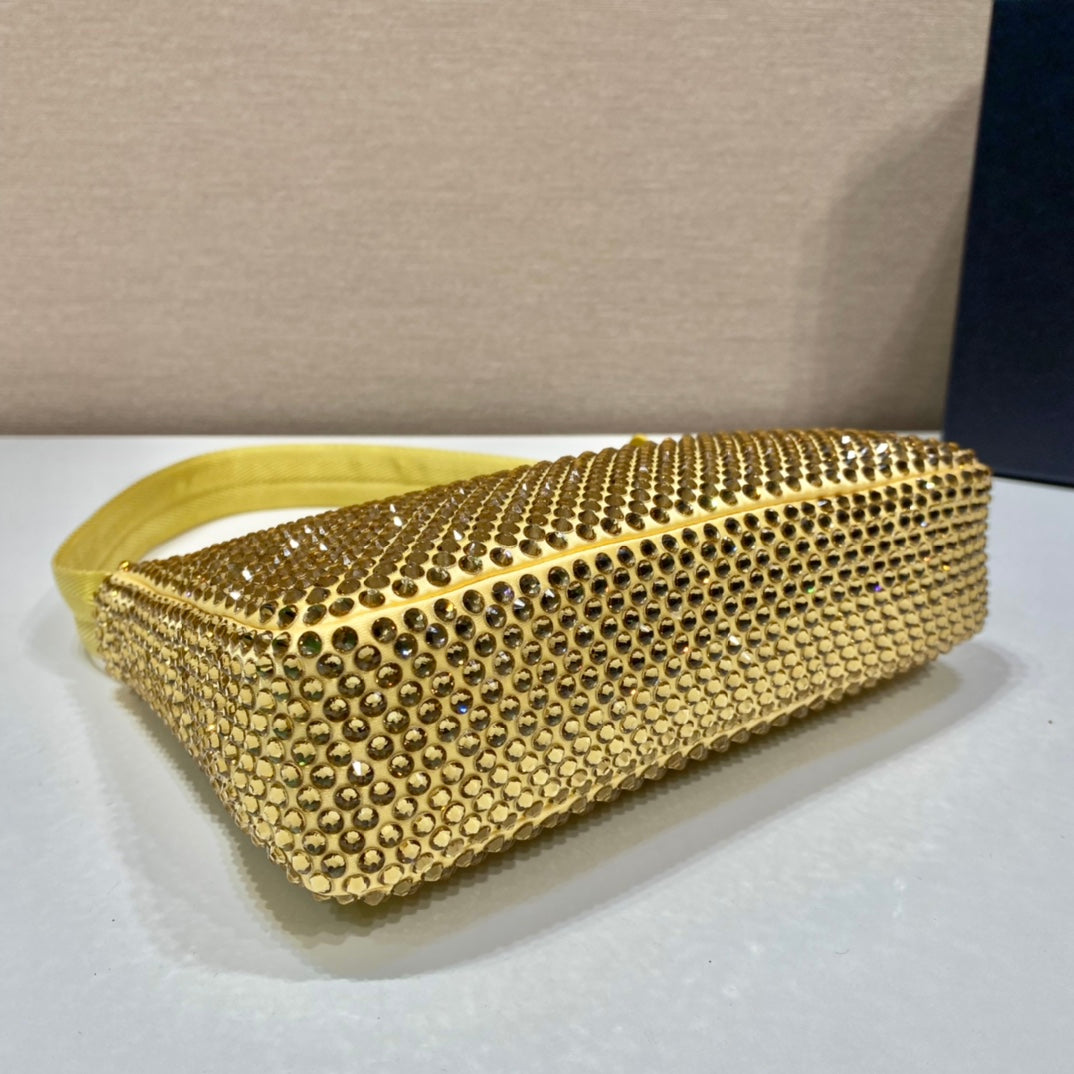 SPARKLING HOBO BAG 23 IN YELLOW NYLON ATTACHED FULLY CRYSTALS mysite