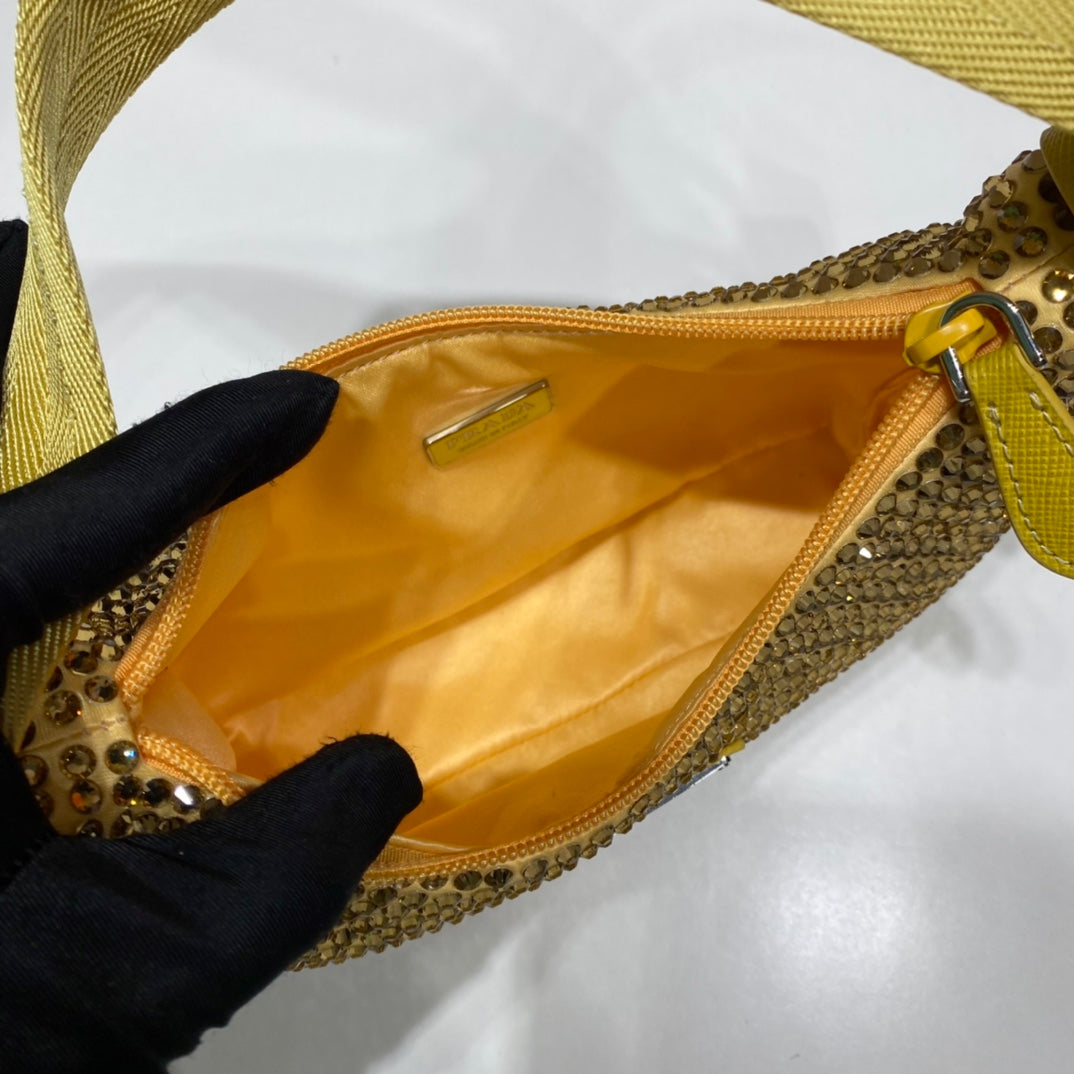 SPARKLING HOBO BAG 23 IN YELLOW NYLON ATTACHED FULLY CRYSTALS mysite