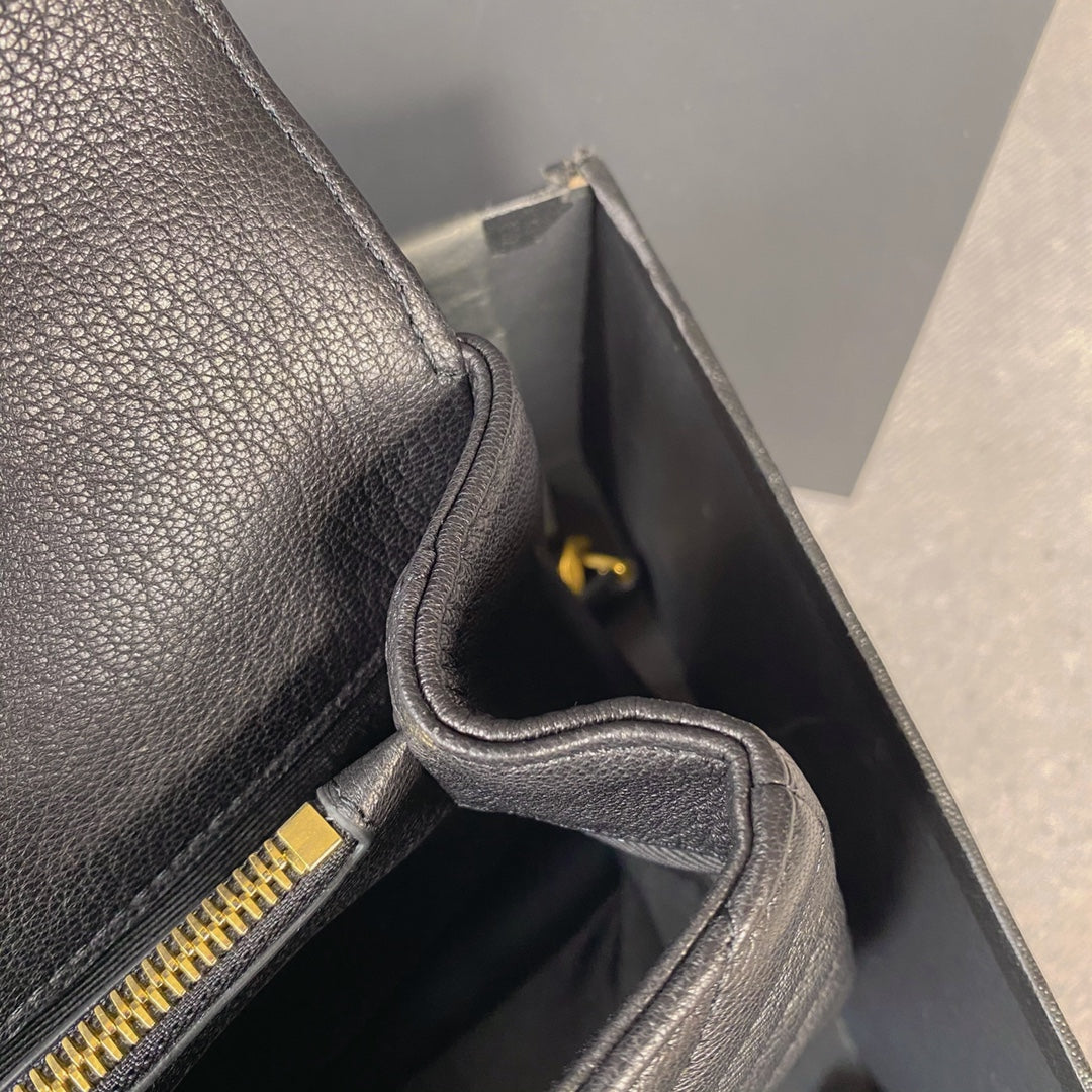 COLLEGE MEDIUM 24 IN BLACK LAMBSKIN GOLD HARDWARE mysite