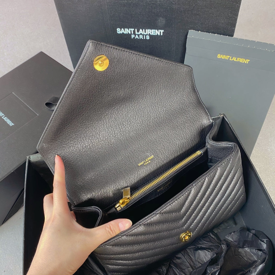 COLLEGE MEDIUM 24 IN BLACK LAMBSKIN GOLD HARDWARE mysite