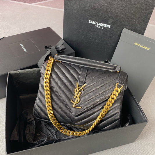 COLLEGE MEDIUM 24 IN BLACK LAMBSKIN GOLD HARDWARE mysite