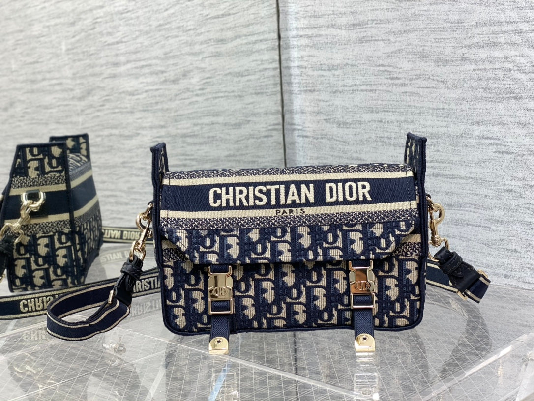 CD Small Diorcamp Bag 23 Blue Oblique Embroidery Denim mysite