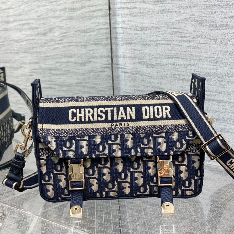 CD Small Diorcamp Bag 23 Blue Oblique Embroidery Denim mysite