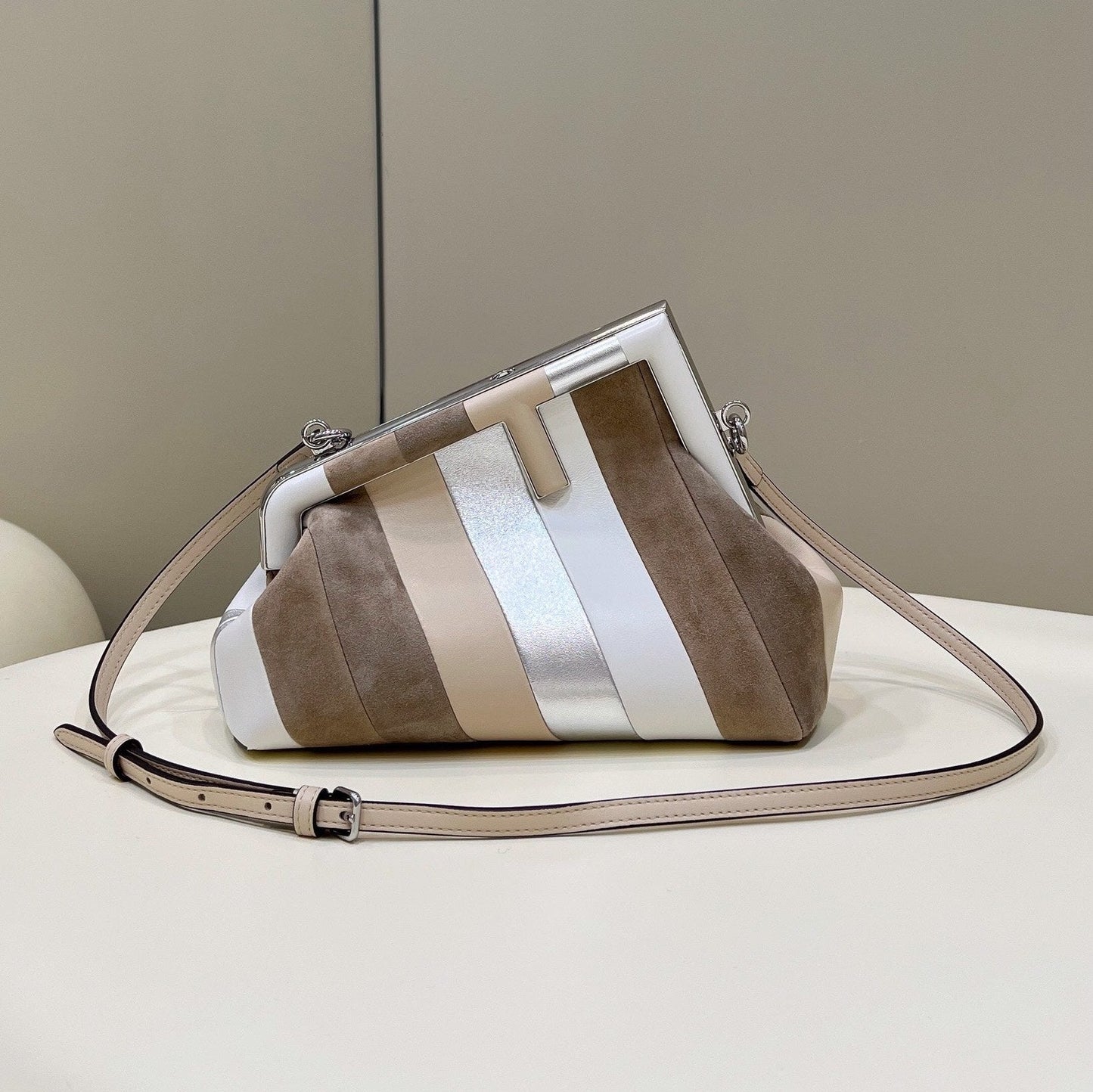 FENDI FIRST SMALL 26 IN COLORFUL SUEDE AND CALFSKIN WITH SILVER HARDWARE mysite