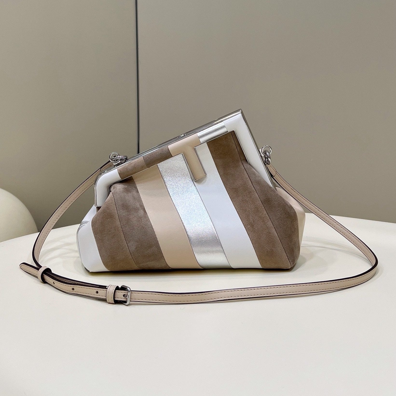 FENDI FIRST SMALL 26 IN COLORFUL SUEDE AND CALFSKIN WITH SILVER HARDWARE mysite