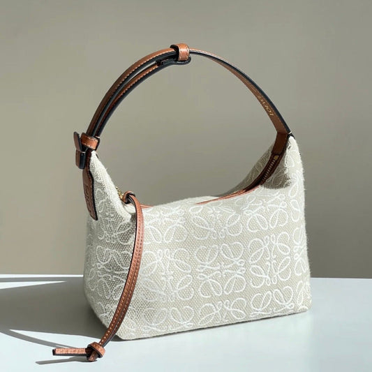 LOE CUBI 35 BAG IN WHITE ANAGRAM JACQUARD AND CALFSKIN mysite