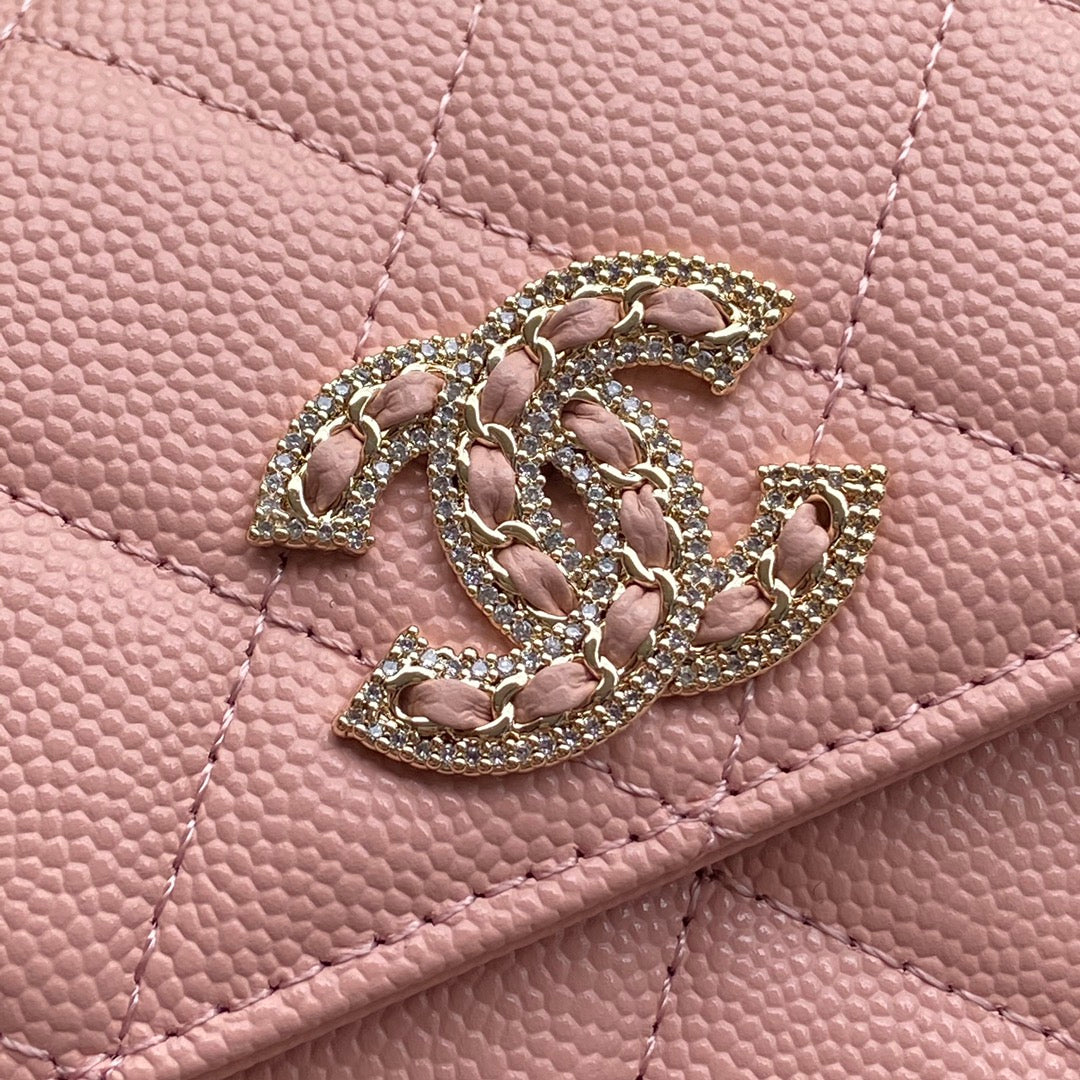 CC Classic Long Wallet 19cm Pink Grained Calfskin mysite