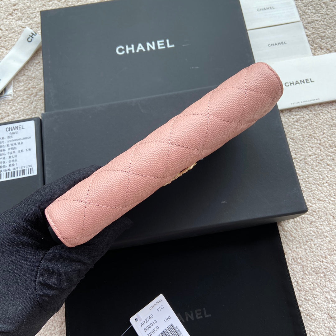 CC Classic Long Wallet 19cm Pink Grained Calfskin mysite