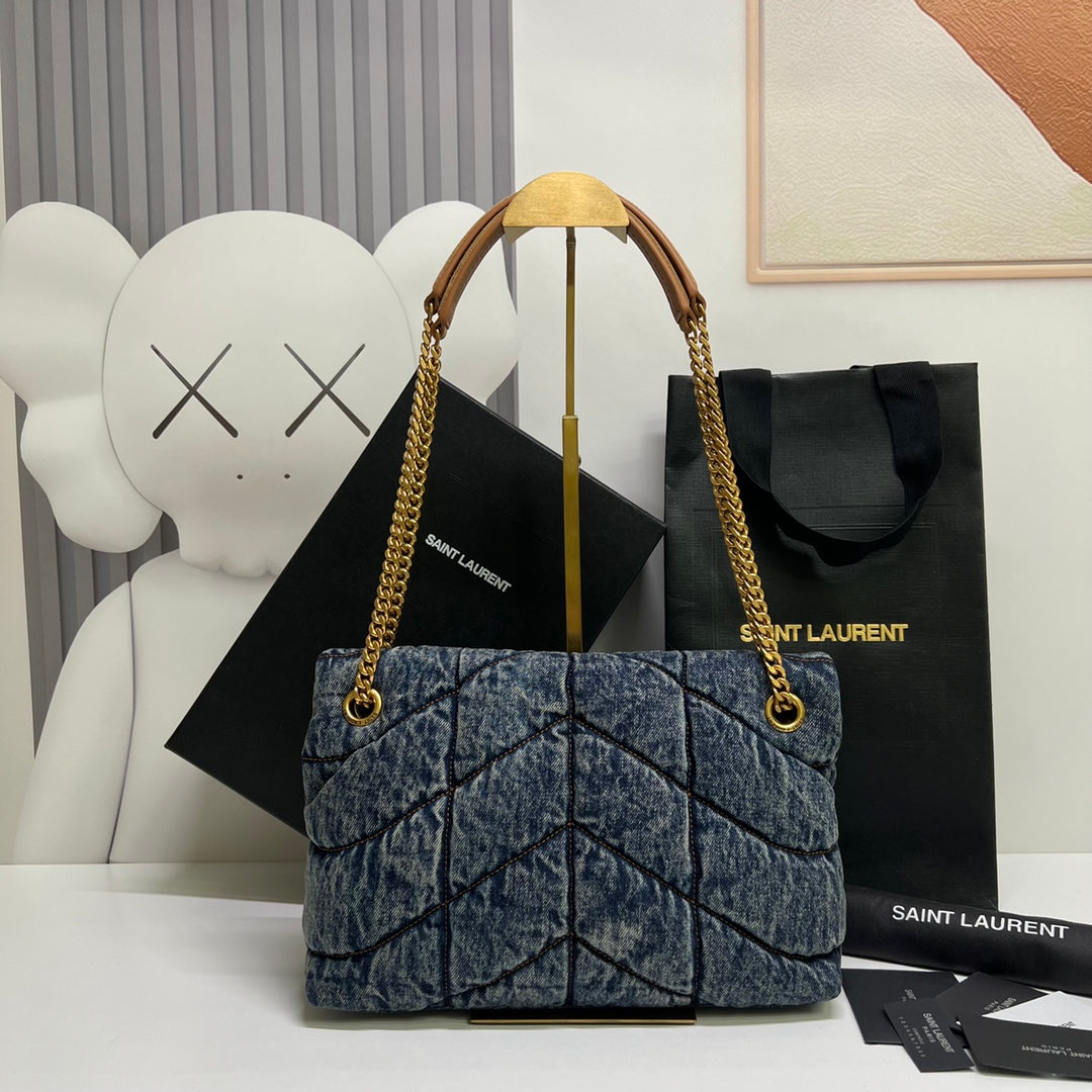 PUFFER BAG 29 IN BLUE GRADIENT DENIM GOLD HARDWARE mysite