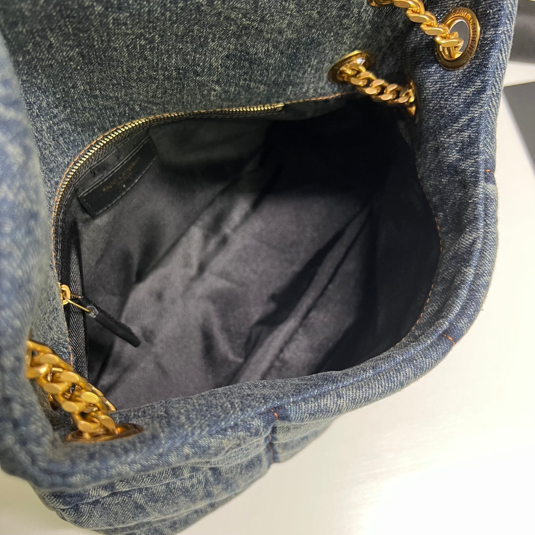 PUFFER BAG 29 IN BLUE GRADIENT DENIM GOLD HARDWARE mysite