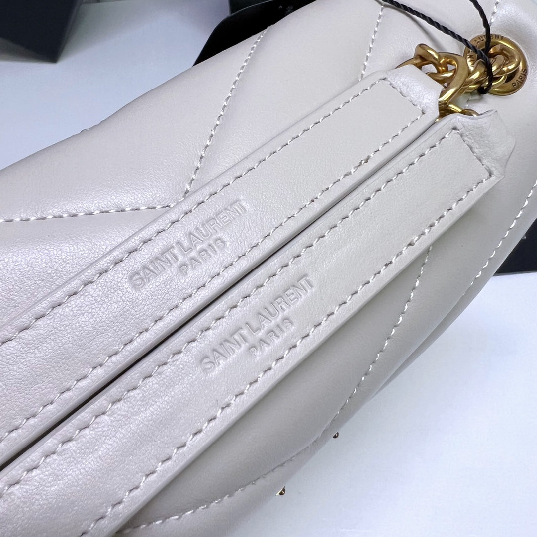 LOULOU SMALL 25 IN WHITE LAMBSKIN GOLD HARDWARE mysite