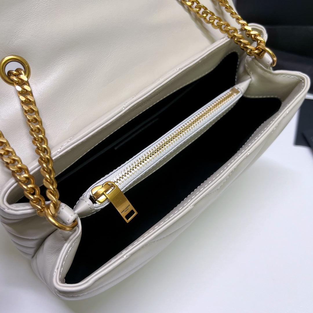 LOULOU SMALL 25 IN WHITE LAMBSKIN GOLD HARDWARE mysite
