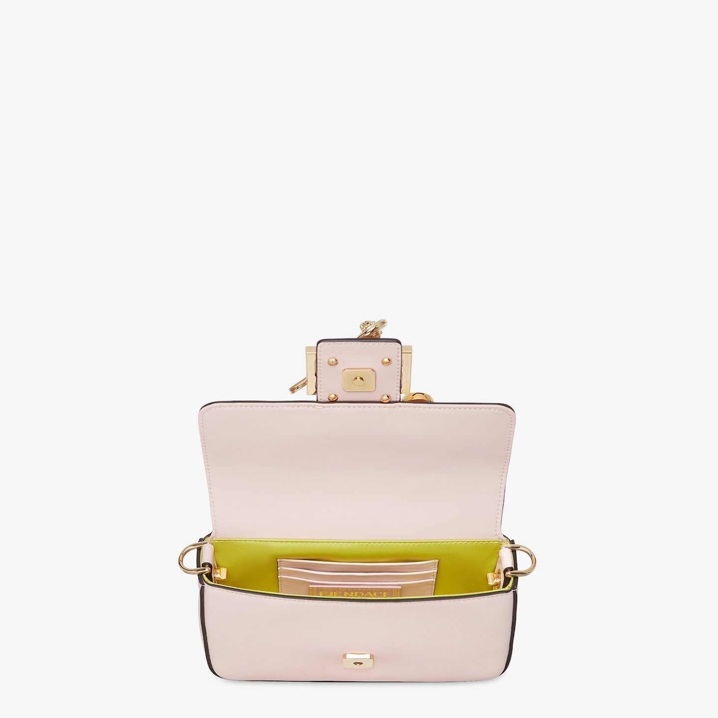 FENDI FENDACE BROOCH MINI 20 BAGUETTE BAG IN LIGHT PINK CALFSKIN mysite