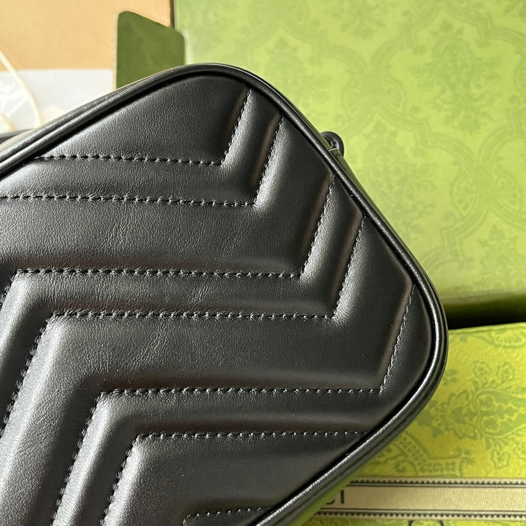 gg marmont mini 18cm zip top all black calfskin mysite