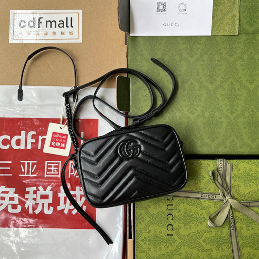 gg marmont mini 18cm zip top all black calfskin mysite