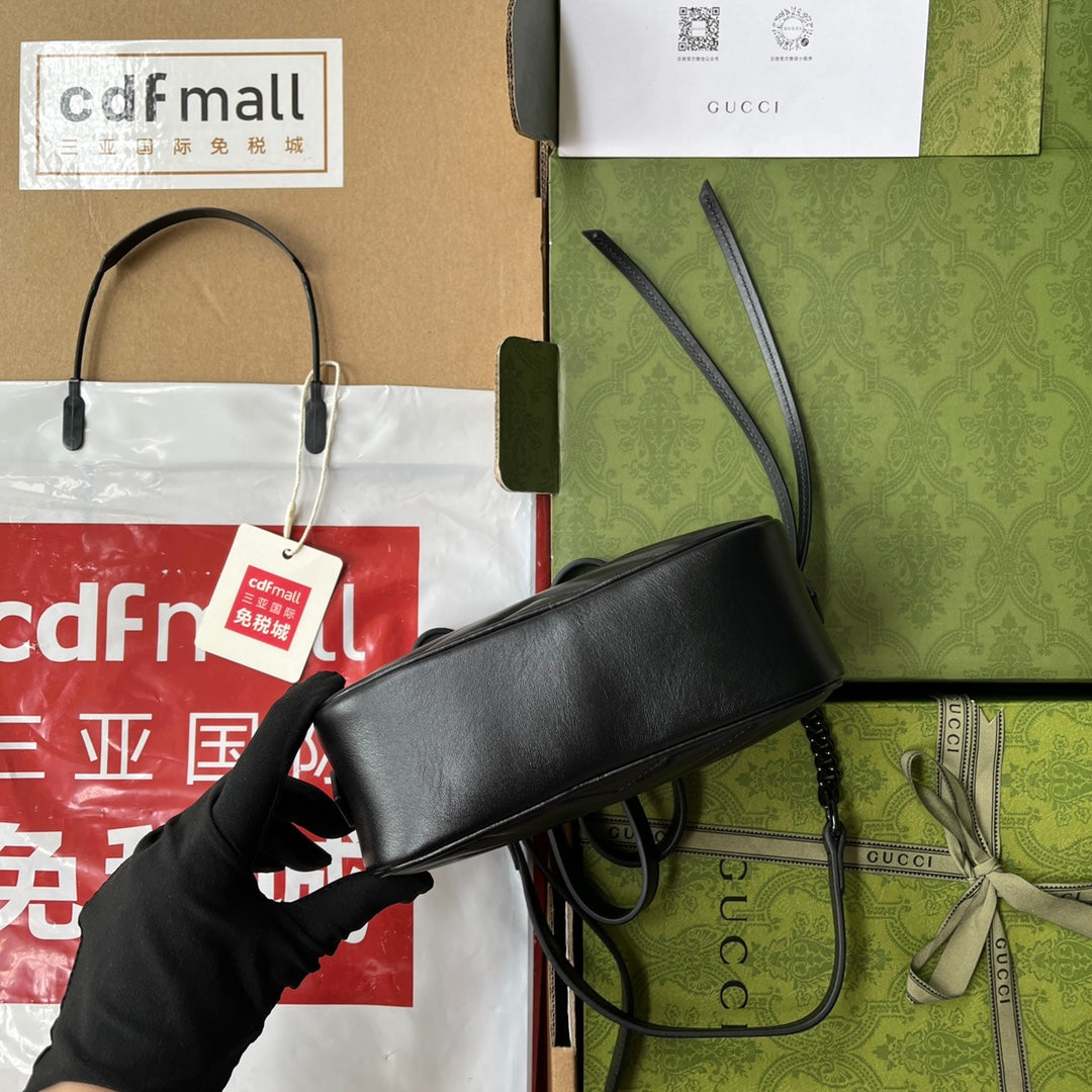 gg marmont mini 18cm zip top all black calfskin mysite