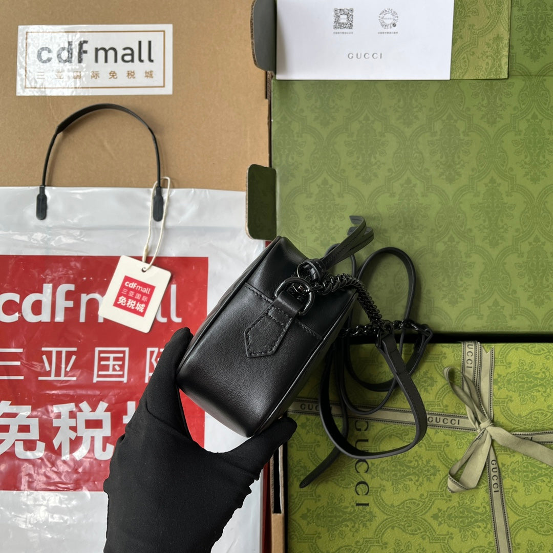 gg marmont mini 18cm zip top all black calfskin mysite