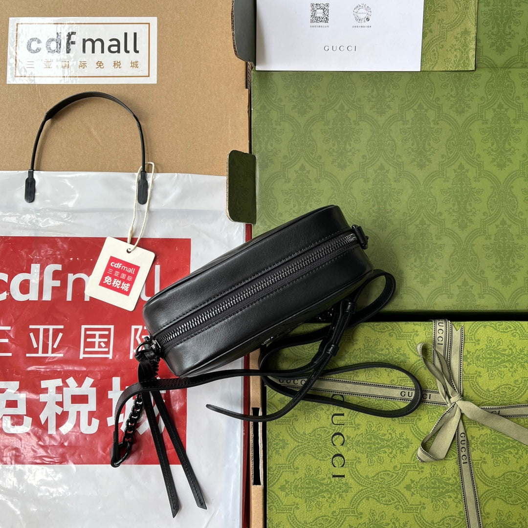 gg marmont mini 18cm zip top all black calfskin mysite