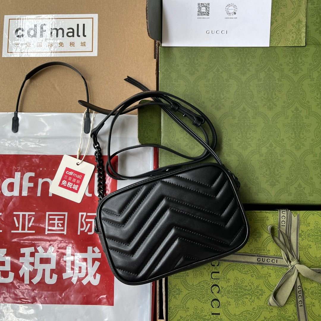 gg marmont mini 18cm zip top all black calfskin mysite