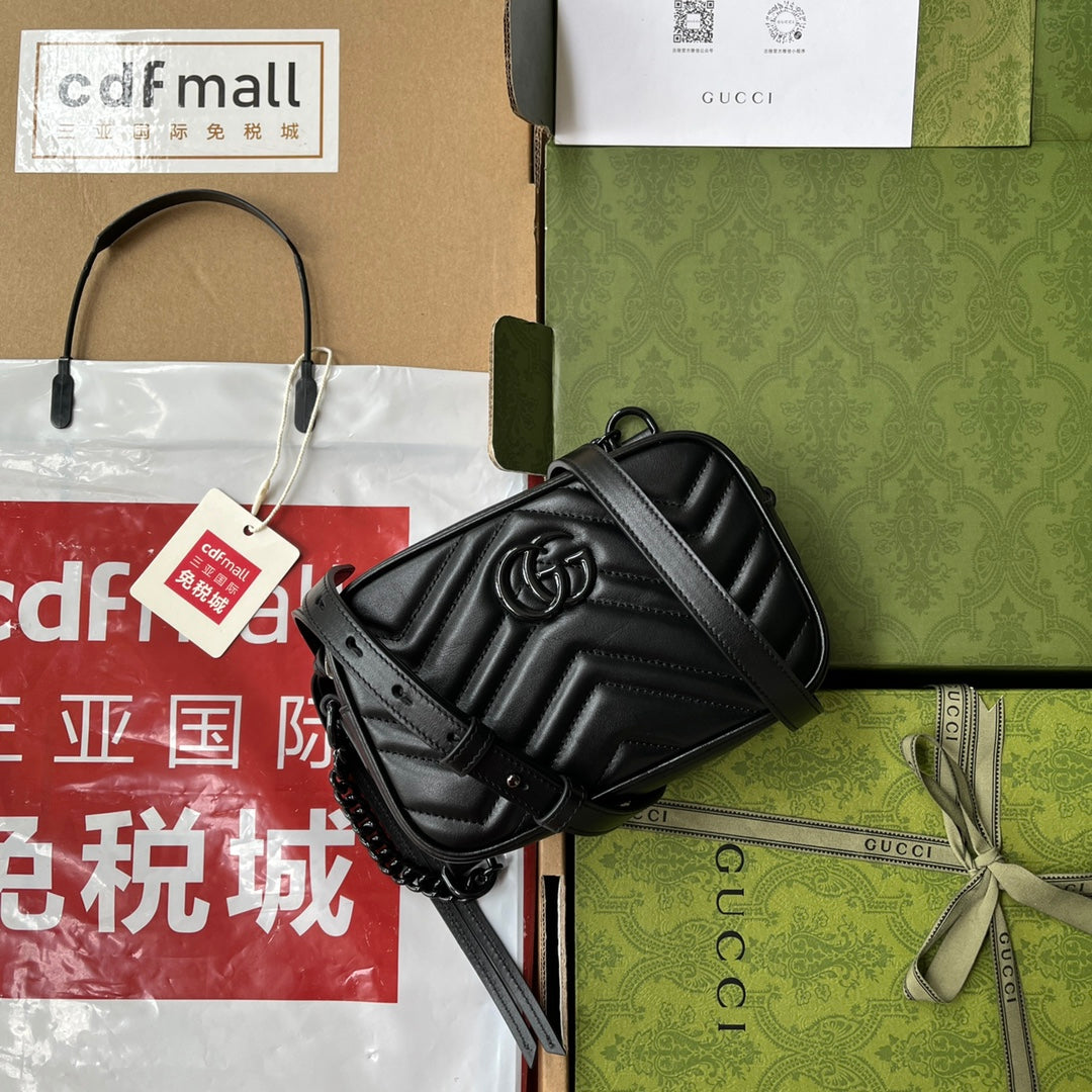 gg marmont mini 18cm zip top all black calfskin mysite