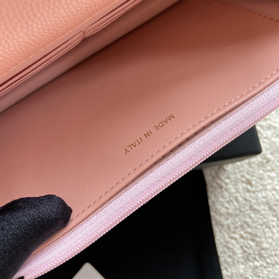 CC Classic Woc 20cm Pink Grained Calfskin Diamond Gold Hardware mysite