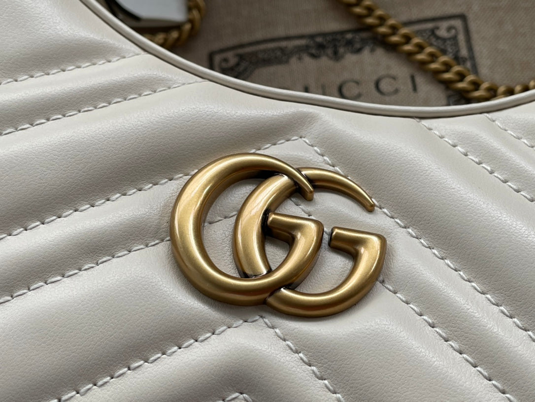 Gucci Marmont 21cm Shoulder Bag White Leather 333534 mysite