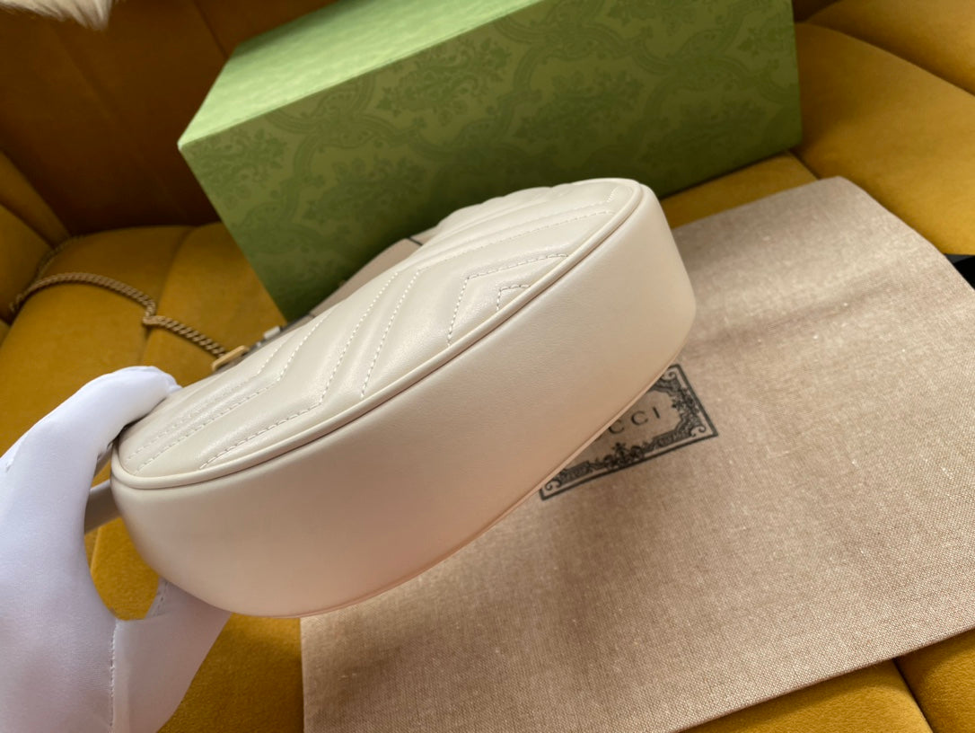 Gucci Marmont 21cm Shoulder Bag White Leather 333534 mysite