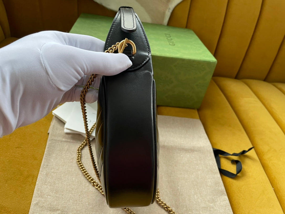 Gucci Marmont 21cm Shoulder Bag Black Leather 333535 mysite