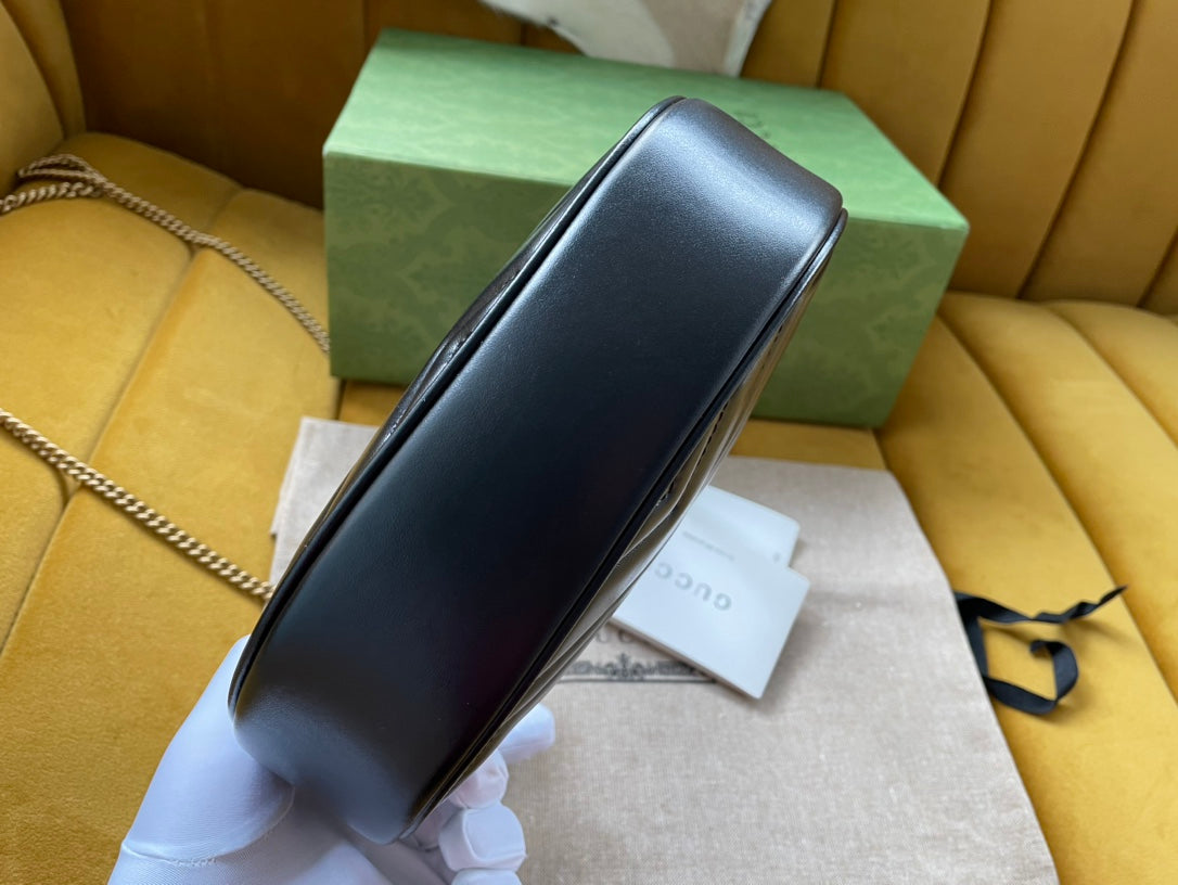 Gucci Marmont 21cm Shoulder Bag Black Leather 333535 mysite