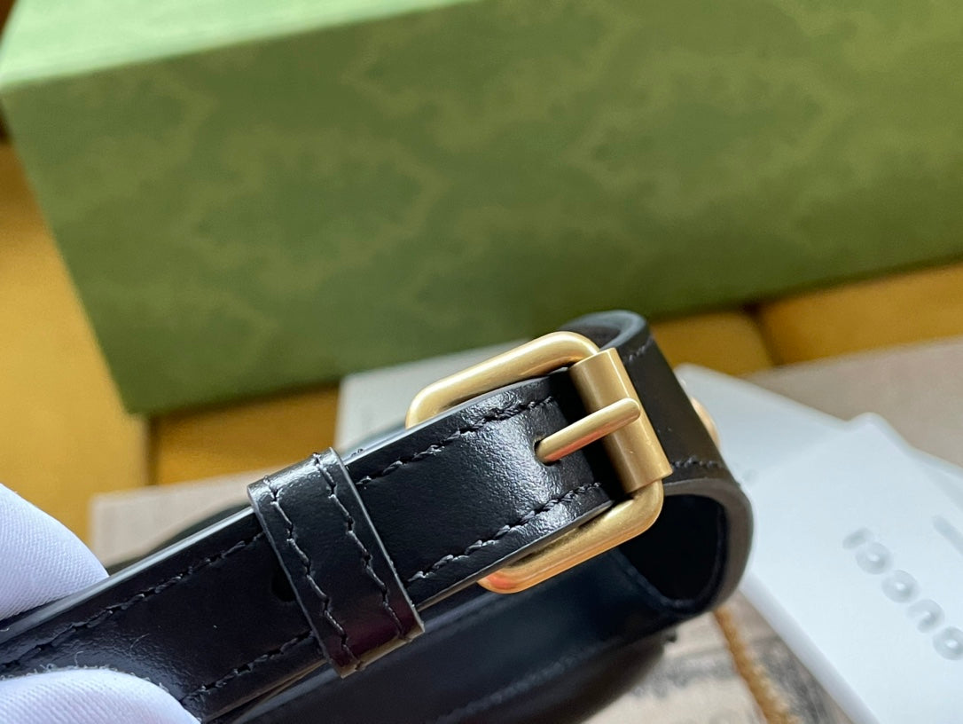 Gucci Marmont 21cm Shoulder Bag Black Leather 333535 mysite