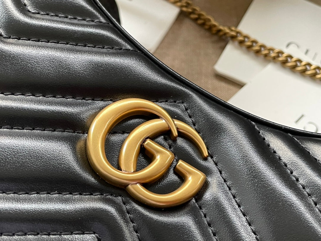 Gucci Marmont 21cm Shoulder Bag Black Leather 333535 mysite
