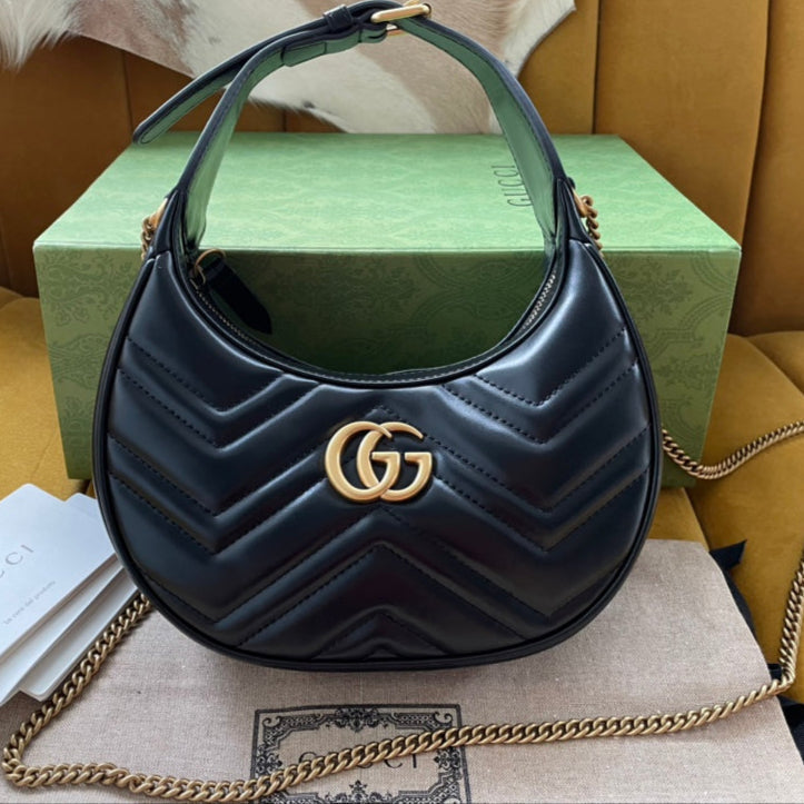 Gucci Marmont 21cm Shoulder Bag Black Leather 333535 mysite