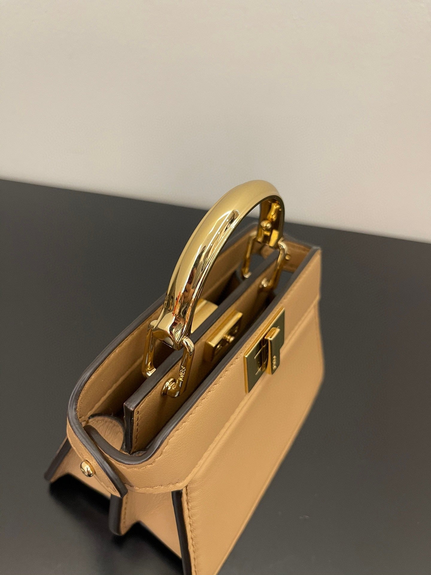 FENDI PEEKABOO ISEEU MICRO 12 BAG IN COPPER BROWN CALFSKIN WITH GOLD HARDWARE mysite