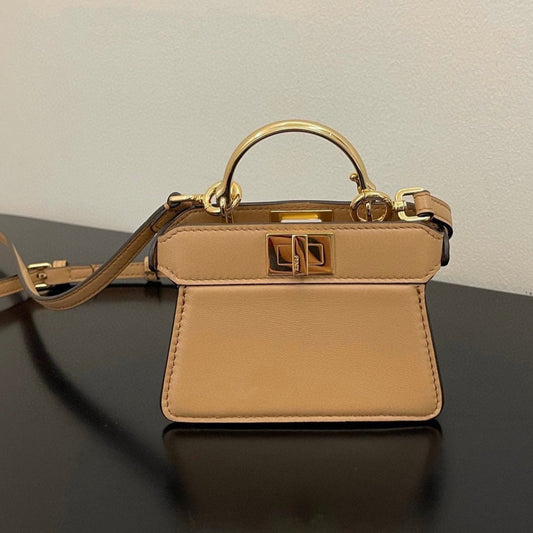 FENDI PEEKABOO ISEEU MICRO 12 BAG IN COPPER BROWN CALFSKIN WITH GOLD HARDWARE mysite