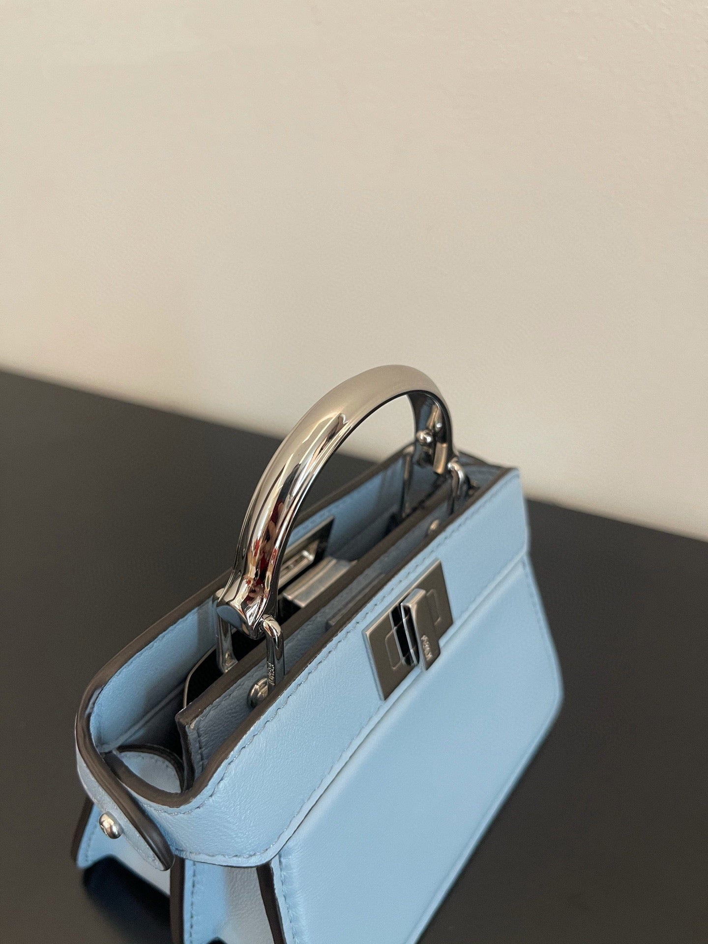 FENDI PEEKABOO ISEEU MICRO 12 BAG IN LIGHT BLUE CALFSKIN WITH GOLD HARDWARE mysite