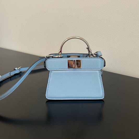 FENDI PEEKABOO ISEEU MICRO 12 BAG IN LIGHT BLUE CALFSKIN WITH GOLD HARDWARE mysite
