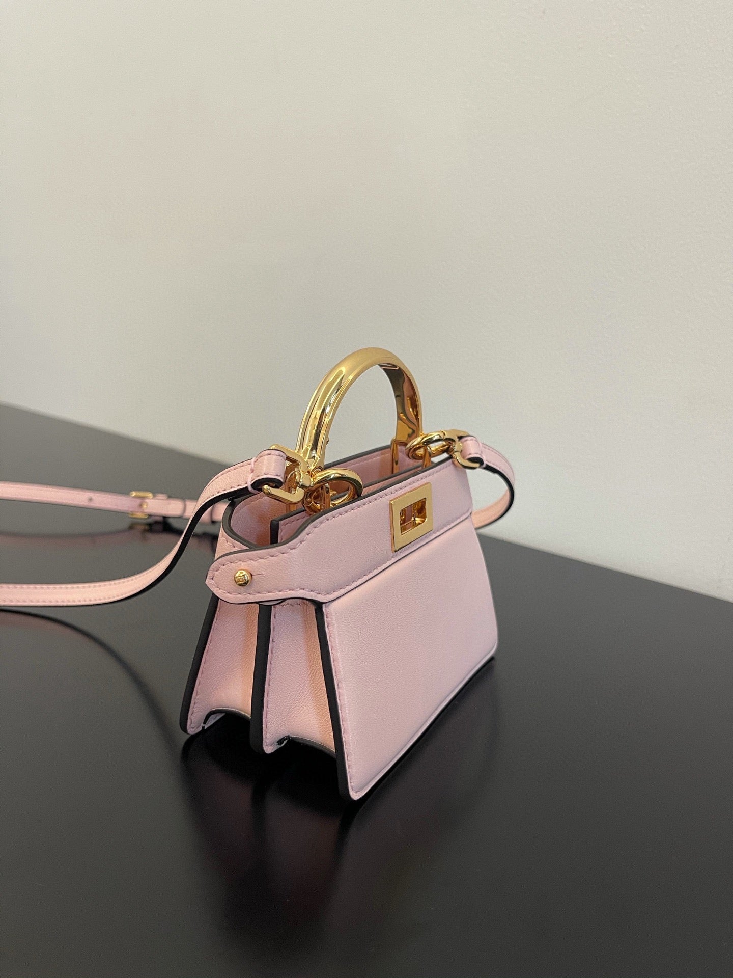 FENDI PEEKABOO ISEEU MICRO 12 BAG IN LIGHT PINK CALFSKIN WITH GOLD HARDWARE mysite