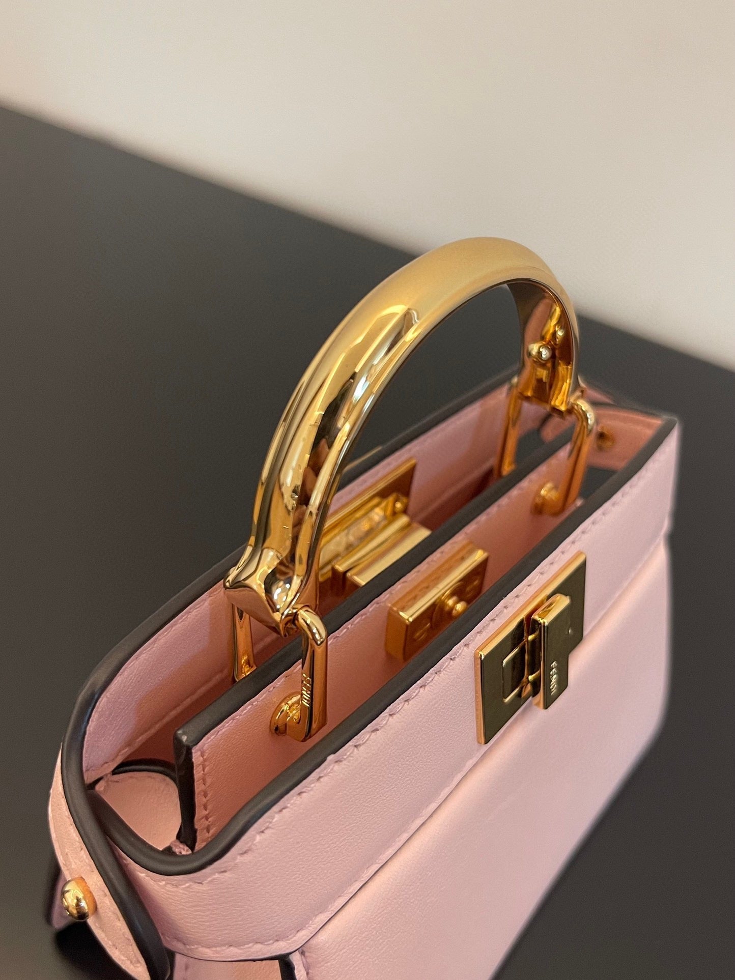 FENDI PEEKABOO ISEEU MICRO 12 BAG IN LIGHT PINK CALFSKIN WITH GOLD HARDWARE mysite