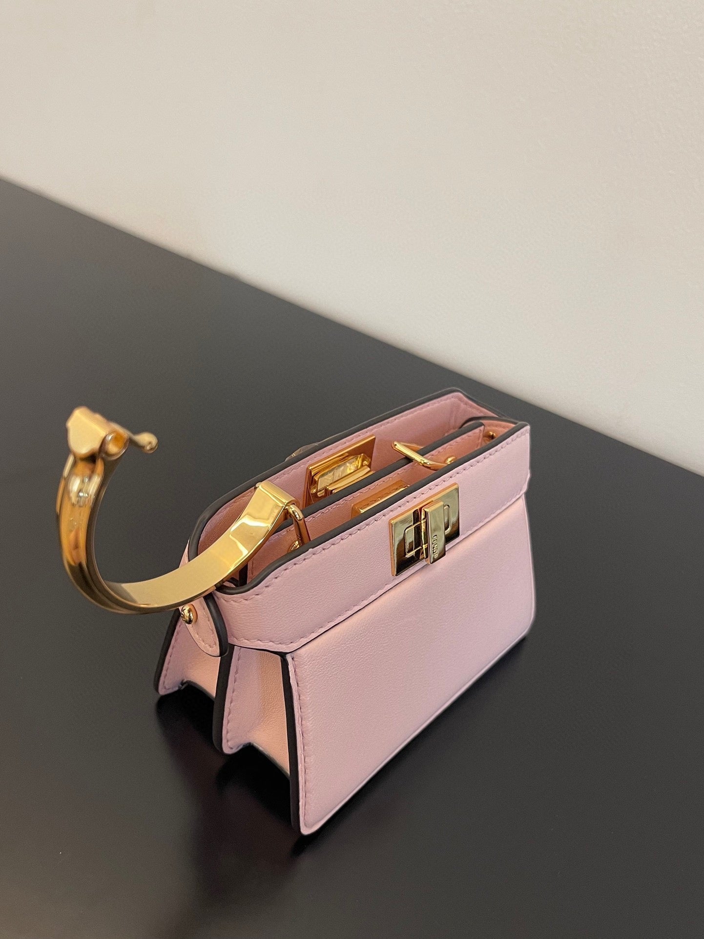 FENDI PEEKABOO ISEEU MICRO 12 BAG IN LIGHT PINK CALFSKIN WITH GOLD HARDWARE mysite
